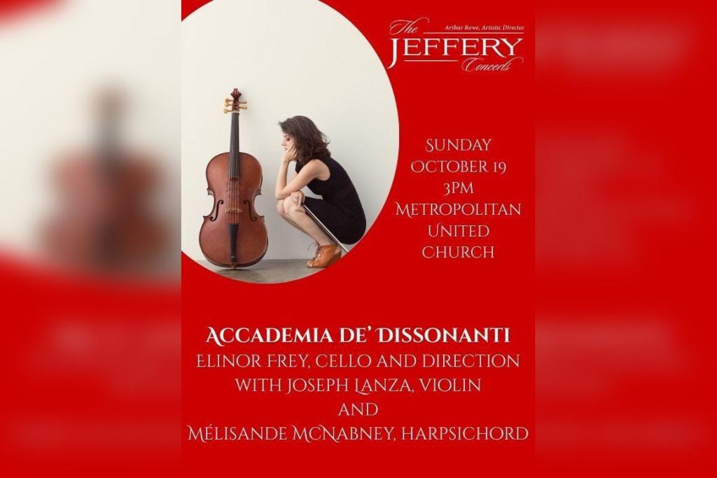 Accademia de’ Dissonanti: Elinor Frey, Cello and Direction with Joseph Lanza, Violin and Mélisande McNabney, Harpsichord